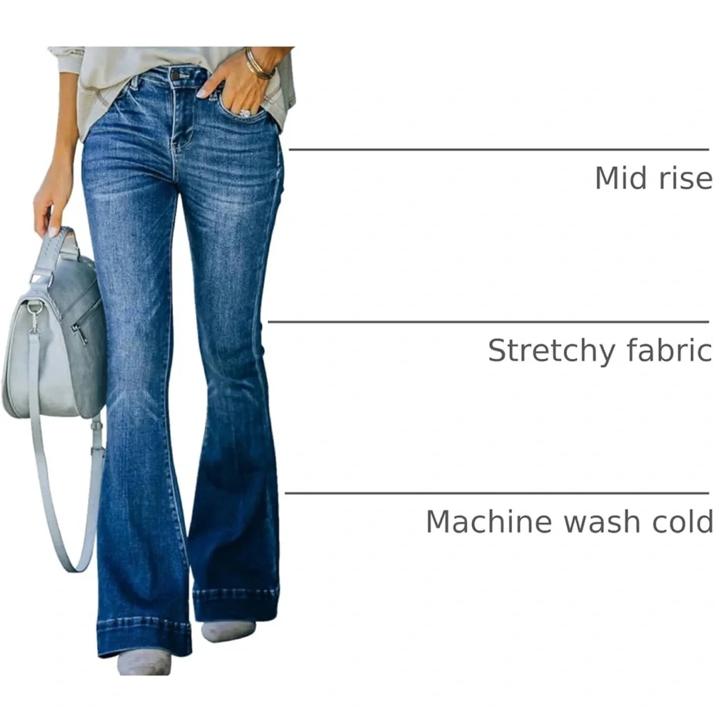 Women's Flare Bell Bottom Jeans - Picture 3 of 8